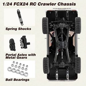 FMS 1/24 RC Crawler Officially Licensed Chevy K5 Blazer RC Car FCX24 RTR RC Pickup Truck SUV 4WD 2.4GHz Hobby RC Model 8km/h Mini Car RC Off-Road Remote Control Car (Brown)