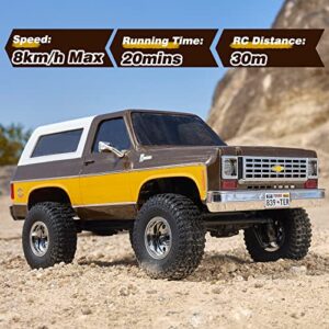 FMS 1/24 RC Crawler Officially Licensed Chevy K5 Blazer RC Car FCX24 RTR RC Pickup Truck SUV 4WD 2.4GHz Hobby RC Model 8km/h Mini Car RC Off-Road Remote Control Car (Brown)