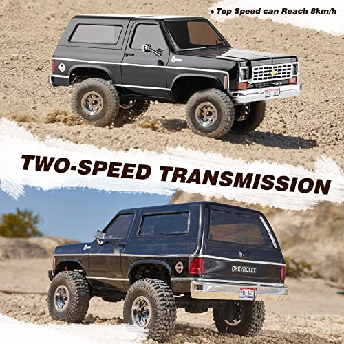 FMS 1/24 RC Crawler Officially Licensed Chevy K5 Blazer RC Car FCX24 RTR RC Pickup Truck SUV 4WD 2.4GHz Hobby RC Model 8km/h Mini Car RC Off-Road Remote Control Car (Brown)