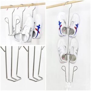 applicable to fmwqz 5-piece stainless steel shoe hanger drying rack, used for double-hook design drying rack storage box, closet storage box, dewetting hanging leather shoes