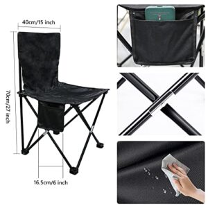 BOMOOMOO Camping Portable Folding Tables & 4Pcs Chairs Set, Collapsible Picnic Side Table & Chairs with Carrying Storage Bag, Black