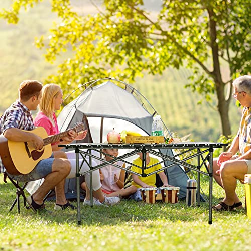 BOMOOMOO Camping Portable Folding Tables & 4Pcs Chairs Set, Collapsible Picnic Side Table & Chairs with Carrying Storage Bag, Black