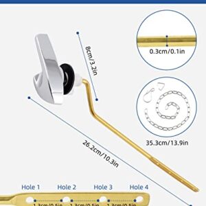 Hibbent Toilet Handle Replacement, Side Mount Tank Flush Lever Handle Compatible with Kohler Toilet Tank, Toilet Trip Lever with Stainless Steel Flapper Chains, Toilet Repair Handle, Chrome