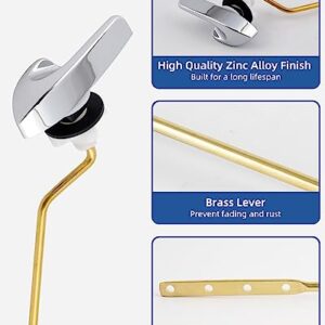 Hibbent Toilet Handle Replacement, Side Mount Tank Flush Lever Handle Compatible with Kohler Toilet Tank, Toilet Trip Lever with Stainless Steel Flapper Chains, Toilet Repair Handle, Chrome