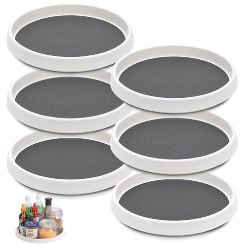 Set of 6, 10 Inch Non-Skid Lazy Susan Turntable, Lazy Susan Organizer for Cabinet, Pantry Organization, Kitchen Storage, Bathroom Sink Cabinet, Refrigerator, Countertop, Spice Rack (6 Pack 10 in)