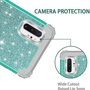 LONTECT for Galaxy Note 10 Plus 5G Case 3 in 1 Heavy Duty Hybrid Sturdy High Impact Shockproof Protective Cover Glitter Bling Case for Samsung Galaxy Note 10+ Plus/Note 10 Plus 5G,Shiny Green/Grey