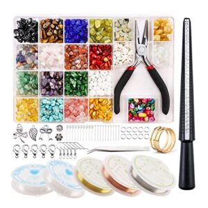 zlxdp gemstone jewelry making kit irregular chips stones crushed chunked crystal pieces loose beads for decor crafts
