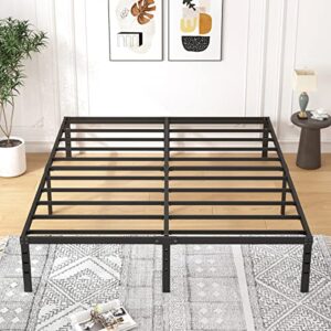 ALDRICH 18 Inch Metal California King Size Bed Frame - Black Basic Anti Squeak Steel Slats Cali Platform, Easy Assembly Heavy Duty Noise Free Cal Bedframes, No Box Spring Needed