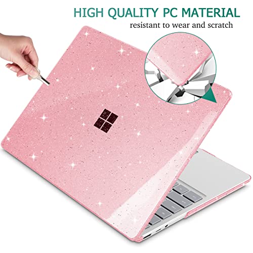 Lepeoac Compatible with 12.4 inch Microsoft Surface Laptop Go2 Go1 Models: 1943 2013（2020 2022 Release, Plastic Hard Shell Case with Keyboard Cover & Screen Protector, Sparkly Clear