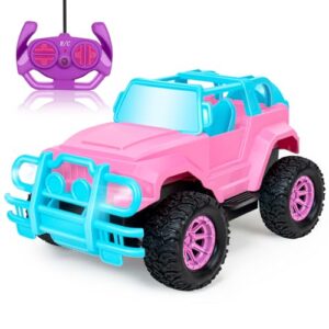 yongnkids remote control car for kids, rc truck car toy for boy girl - 1:20 scale rc racing cars with headligth for kids birthday easter christmas rc car toy gift -pink