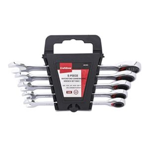 craftzone ratcheting combination wrench set, (5pc,sae), 3/8”,7/16”,1/2”,9/16”,5/8” ratchet wrench set
