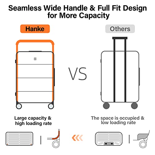 Hanke Carry On Luggage Hard Shell Suitcases with Spinner Wheels Top Zip Suitcase for Men Women TSA Luggage Travel Suit Case Lightweight Wide Handle Rolling Luggage 20 Inch(Smoke White)