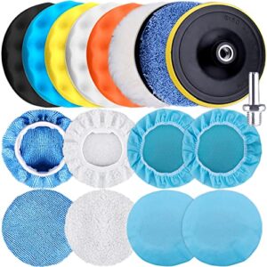 siquk 17 pieces 6 inch buffing pads foam polishing pad wax buffer polish pads bonnets car polishing buffing pad buffer attachment for drill