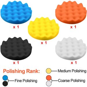 SIQUK 17 Pieces 6 Inch Buffing Pads Foam Polishing Pad Wax Buffer Polish Pads Bonnets Car Polishing Buffing Pad Buffer Attachment for Drill