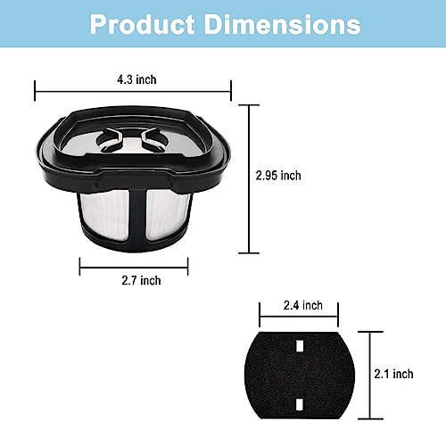 2390A Pet Hair Eraser Cordless Hand Vacuum Filter Replacement for Bissell Pet Hair Eraser Hand Vacuum 2284W, 2390A, 2390, 2389, 2579, Part # 1614212, 1614203, 1614204, 6 Vacuum Filters, 6 Foam Filters