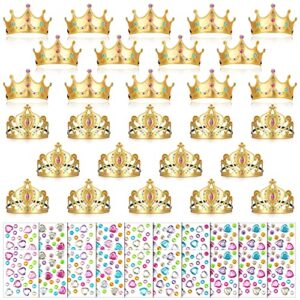yaomiao 66 pieces foam princess tiaras diy crowns kids party favors craft crystal diamond sticker girls making your own tiara (gold)