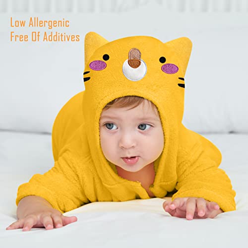 Sunny zzzZZ 2 Pack Unisex Baby Plush Animal Face Robe for 0-9 Months - Neutral Design Softest Newborn Clothes for Boys and Girls - Baby Essentials Registry Search Gifts - Cat and Koala