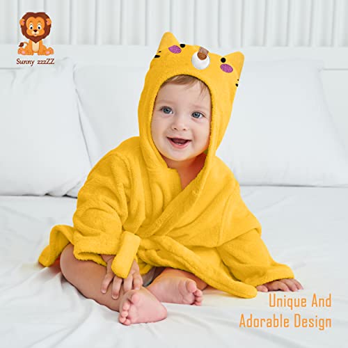 Sunny zzzZZ 2 Pack Unisex Baby Plush Animal Face Robe for 0-9 Months - Neutral Design Softest Newborn Clothes for Boys and Girls - Baby Essentials Registry Search Gifts - Cat and Koala