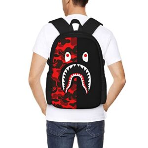 HAIXING Camo Shark Backpack Laptop Backpack For Boys Travel Bag Casual Daypack Hiking Bag For Girls 17inch School Begin Gifts