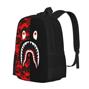 HAIXING Camo Shark Backpack Laptop Backpack For Boys Travel Bag Casual Daypack Hiking Bag For Girls 17inch School Begin Gifts