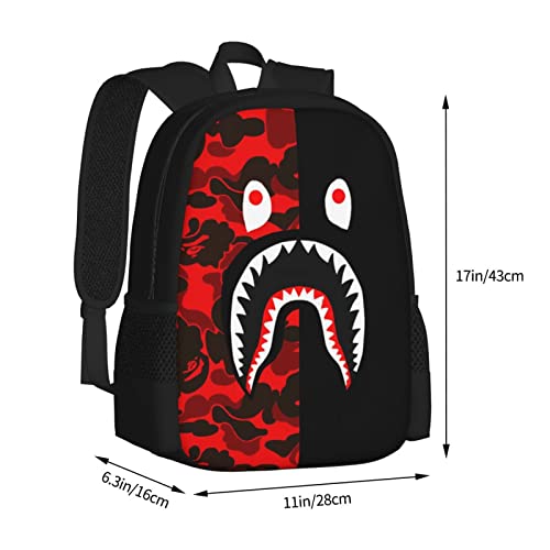 HAIXING Camo Shark Backpack Laptop Backpack For Boys Travel Bag Casual Daypack Hiking Bag For Girls 17inch School Begin Gifts