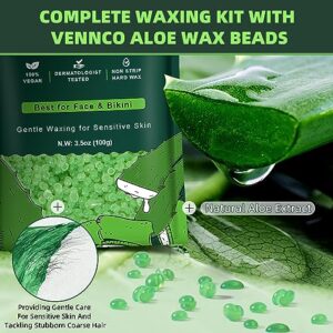 VENNCO Premium Digital Waxing Kit - Wax Melt Warmer Kit For Sensitive Skin Coarse Hair Removal - 14oz Hard Wax Beads & Silicone Liner -For Body Face Leg Bikini Brazilian -Home Waxing Kit For Women Men