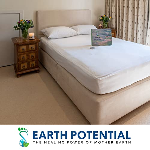 Earthing Grounding Fitted California King Size Sheet – Earthing Sheet for Healing Sleep & Wellbeing - c/w 15 ft Bed Grounding Cord - Earthing Sheets & Ground Earthing Products by Earth Potential