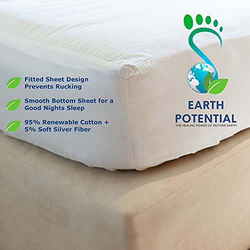 Earthing Grounding Fitted California King Size Sheet – Earthing Sheet for Healing Sleep & Wellbeing - c/w 15 ft Bed Grounding Cord - Earthing Sheets & Ground Earthing Products by Earth Potential