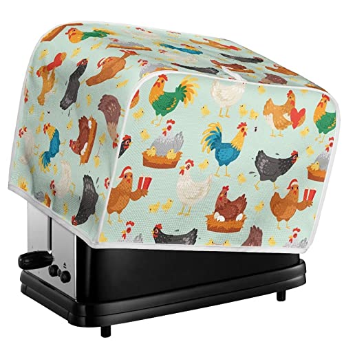 Gomyblomy Chickens Toaster Cover with Handle 4 Slice Toaster Appliance Cover Bread Maker Cover,Kitchen Small Appliance Covers,Universal Size Microwave Toaster Oven Cover,Dustproof Cover