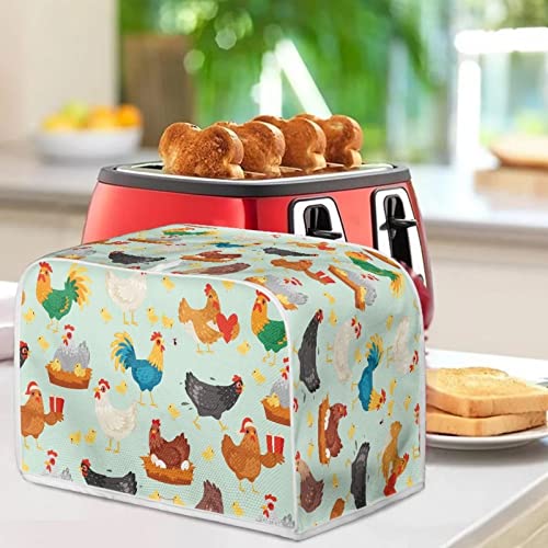 Gomyblomy Chickens Toaster Cover with Handle 4 Slice Toaster Appliance Cover Bread Maker Cover,Kitchen Small Appliance Covers,Universal Size Microwave Toaster Oven Cover,Dustproof Cover