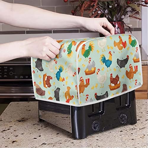 Gomyblomy Chickens Toaster Cover with Handle 4 Slice Toaster Appliance Cover Bread Maker Cover,Kitchen Small Appliance Covers,Universal Size Microwave Toaster Oven Cover,Dustproof Cover