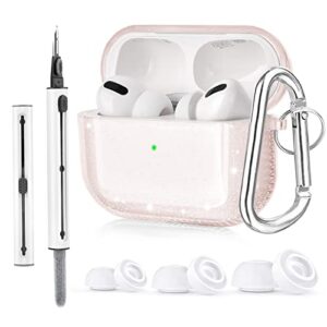 koreda [4 in 1] for airpods pro 2nd/1st generation case cover with cleaner kit & replacement eartips(s/m/l), soft clear protective airpod pro case shockproof cover with keychain for women men