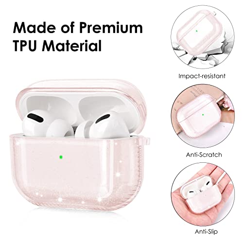 KOREDA [4 in 1] for AirPods Pro 2nd/1st Generation Case Cover with Cleaner Kit & Replacement Eartips(S/M/L), Soft Clear Protective AirPod Pro Case Shockproof Cover with Keychain for Women Men