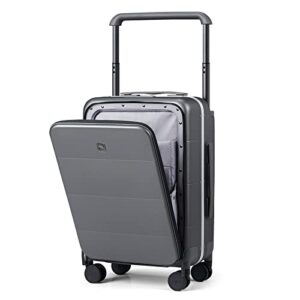 hanke carry on luggage airline approved hard shell suitcase with spinner wheels tsa luggage travel suitcases wide handle for men women(graphite grey)