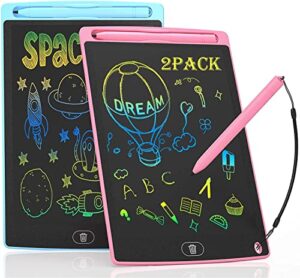 2 pack lcd writing tablet drawing writing board erasable doodle pad toy for kids learning education 8.5 inch blue and pink