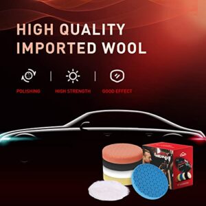 KUIMIT 5" Buffing Polishing Pads, 6Pcs 5.6inch 140mm for 5 Inch Backing Plate, Compound Buffing Sponge Pads and Woolen Pads Cutting Polishing Pad Kit for Car Buffer Polisher (Honeycomb Structure)