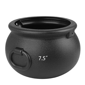 GLOCAMPING 7.5” Black Plastic Candy Cauldron Kettle, Plant Pot, Candy Holder, Halloween Party Favor Decoration