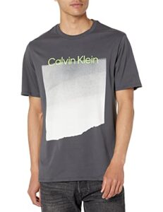 calvin klein men's dusted gradient box logo crewneck t-shirt, forged iron