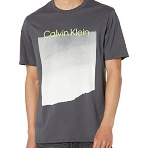 Calvin Klein Men's Dusted Gradient Box Logo Crewneck T-Shirt, Forged Iron