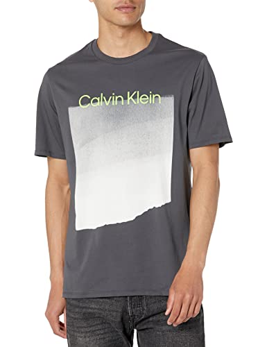 Calvin Klein Men's Dusted Gradient Box Logo Crewneck T-Shirt, Forged Iron