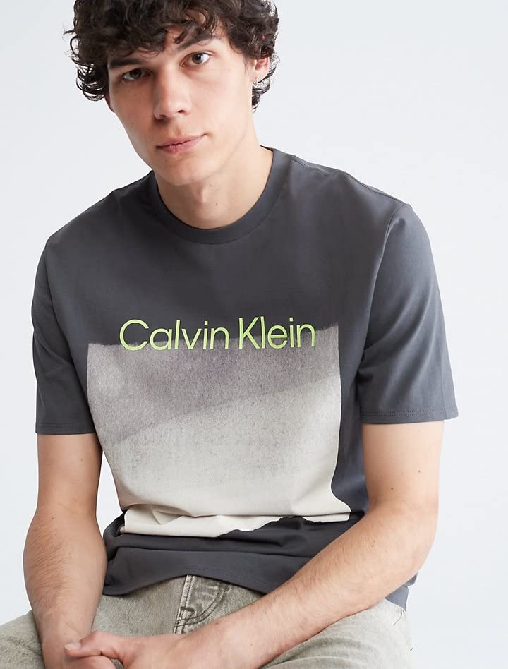 Calvin Klein Men's Dusted Gradient Box Logo Crewneck T-Shirt, Forged Iron