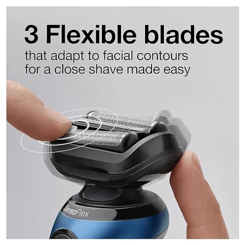 Braun Series 6 6040cs Electric Shaver with Charging Stand, Precision Trimmer, Wet & Dry, Rechargeable, Cordless Foil Shaver, Blue