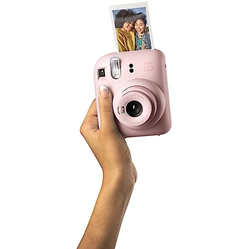 Fujifilm Instax Mini 12 Instant Camera Blossom Pink + MiniMate Accessory Bundle & Compatible Custom Case + Fuji Instax Film Value Pack (50 Sheets) Flamingo Designer Photo Album