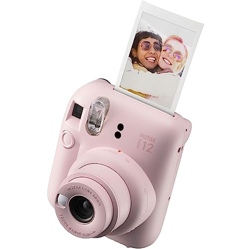 Fujifilm Instax Mini 12 Instant Camera Blossom Pink + MiniMate Accessory Bundle & Compatible Custom Case + Fuji Instax Film Value Pack (50 Sheets) Flamingo Designer Photo Album