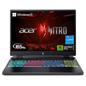 Acer Nitro 16 Gaming Laptop | Intel i5-13500H | NVIDIA GeForce RTX 4050 Laptop GPU | 16" 2560 x 1600 165Hz IPS G-SYNC Display | 8GB DDR5 | 512GB Gen 4 SSD | Wi-Fi 6 | RGB Backlit KB | AN16-51-56VR