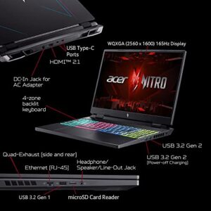 Acer Nitro 16 Gaming Laptop | Intel i5-13500H | NVIDIA GeForce RTX 4050 Laptop GPU | 16" 2560 x 1600 165Hz IPS G-SYNC Display | 8GB DDR5 | 512GB Gen 4 SSD | Wi-Fi 6 | RGB Backlit KB | AN16-51-56VR