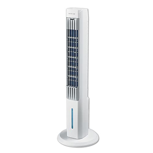 Arctic Air Tower+ Indoor Evaporative Cooler with Oscillating and Quiet Fan Function, Auto-Off Timer, 4 Fan Speeds, LED Night Light, 16-Hour Cooling, Fan for Bedroom, Living Room, Office & More,White