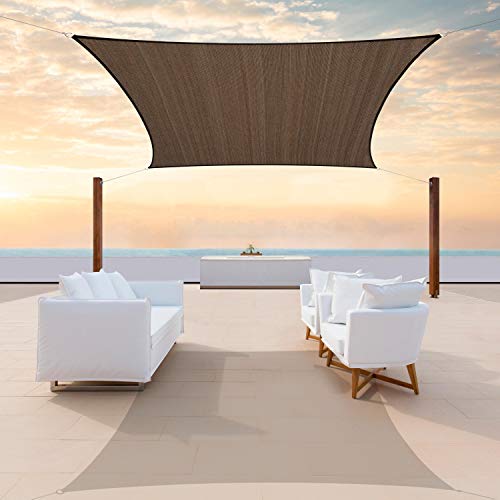 ColourTree 12' x 18' Brown Sun Shade Sail Rectangle CTSLR1218 - Canopy Mesh Fabric UV Block - Commercial Heavy Duty - 190 GSM - 3 Years Warranty