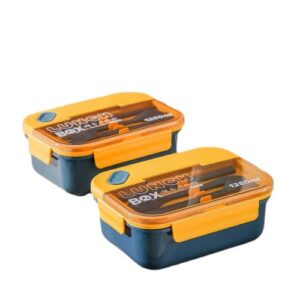 NIOIPXA Bento Box 2 or 3 Compartments, 1250ml/42oz Microwaveable Lunch Box with Tableware (Purple,2 compartments)