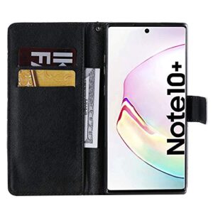 ONV Wallet Case for Samsung Galaxy Note 10 Plus - Animal Paint Flip Phone Case Wrist Strap Card Holder Magnet PU Leather + Inner Shell Flip Stand Cover for Samsung Galaxy Note 10 Plus [KT] -Card